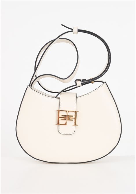 Women's butter-colored medium hobo bag with metal logo ELISABETTA FRANCHI | BS41F41E2193